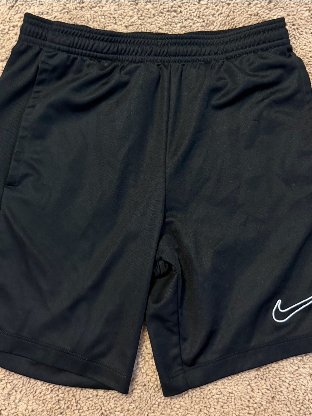 Nike Black Kids Athletic Shorts with White Swoosh